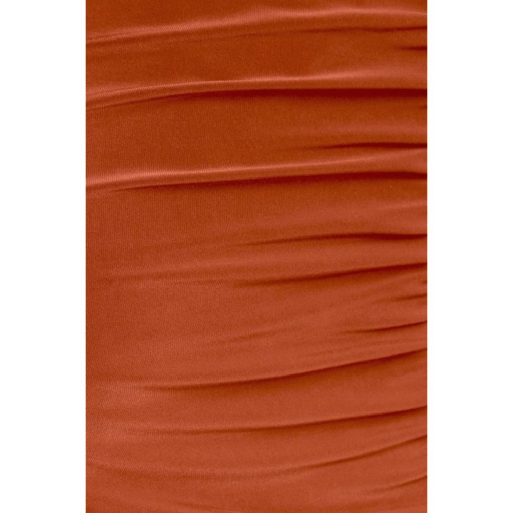 Tresser Ruched Bodycon Keyhole Halter Mini Dress Orange Size Small NWT - Picture 4 of 5